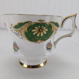 Royal Windsor Fine Bone China England Teacup Green Gold Roses Replacement